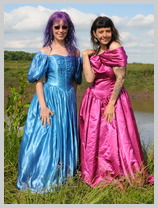  Isabeau and Lady Jennifer meet the mud in gorgeous gowns featuring Mademoiselle Isabeau, Antiquarian Book Specialist 