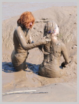  Miss Abigail and Lady Jennifer wear tight Adidas leggings into a riverbank mudbath featuring Miss Abigail, Mistress of Many Kinks 