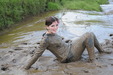 view details of set gm-4m002, Taking a glorious riverbank mudbath in a very sexy outfit