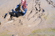 Lucia's Waterproof Mud Romp view details of set gm-4m025, Wearing Flex-o-thane dungarees into the mudbanks