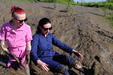 view details of set gm-4m049, Dressed in fashion jumpsuits, our two willing wenches throw themselves into the mud!